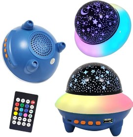 Resim Polygold Ay-Yıldız Işıklı Atmosfer Gece Lambası Bluetooth Hoparlör Disko Topu Parti Ses Topu Led Lamba 