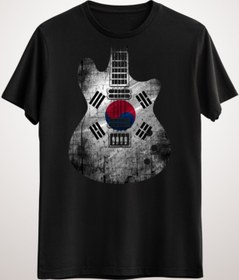 Resim GreenMint Unisex Siyah Gitar Guitar Flag Korea 