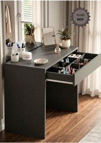 Resim Mdf Arya Novella Bölmeli Organizer Çekmeceli Makyaj Masası -antrasit 