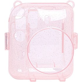 Resim Fujifilm Instax Mini 12 Makine Uyumlu Pembe Simli Pleksi Kılıf 