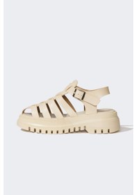 Resim DeFacto Kadın Yüksek Taban Suni Deri Sandalet C3725AX25SMBG26 Bej 