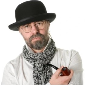 Resim Siyah Renk Yetişkin Boy Retro Bowler Derby Şapkası 58 cm 