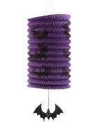 Resim Vkemall Halloween Mor Yarasa Desenli Kağıt Feneri - Org Katlanabilir Dekoratif Askı - Partiler Ve için Festivite Atmosferi Oluşturucu Aksesuar 