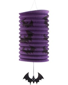 Resim Vkemall Halloween Mor Yarasa Desenli Kağıt Feneri - Org Katlanabilir Dekoratif Askı - Partiler Ve için Festivite Atmosferi Oluşturucu Aksesuar 