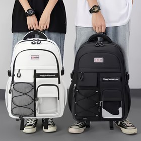 Resim 1 adet Büyük Kapasiteli Sırt Çantası - Hafif, Dayanıklı ve Şık Unisex Tasarım, Ayarlanabilir Askılar, Fermuar Kapanışı ve Çoklu Bölümler ile Erkekler ve Kızlar için Okul Sırt Çantası 