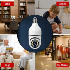Resim Mesro CMR19 Wifi 360 Panoramik Ampul Kamera Gece Görüş Ses Akıllı Hareket Algılayıcı Güvenlik Kamerası 