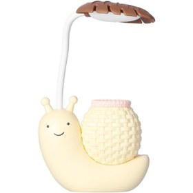 Resim Kalemlikli Led Masa Lambası Karikatür Tutucu Çok Fonksiyonlu Usb Şarjlı Sevimli Masa Lambası Öğrenciler Çocuklar İçin Sarı 