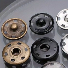 Resim Palto ve kıyafetler için 5 adet Metal Görünmez Gizli Çıtçıt Düğme, Retro Tarz El Dikimi Düğme Seti - Siyah ve Bronz 