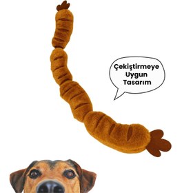Resim Peluş Sosis Köpek Oyuncağı | 65 CM Dayanıklı Çekiştirme Oyuncağı 