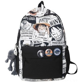 Resim Reedark One Piece Erkek Çanta, Üniversite-ortaokul, Japon Stili Grafik Desenli, Büyük Kapasite, Outdoor Aktivite İçin Dayanıklı Sırt Çantası, Beyaz + Gri Kurbağa Aksesuarı Çok Renkli 
