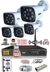 Resim Ids 5 Kameralı 5mp Sony Lensli 1080p Fullhd Gece Renkli Kamera Seti Su Geçirmez Cepten İzle 
