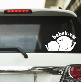 Resim Genel Markalar Bebek Var Tasarımlı Oto Cam özel yeni stickeri Beyaz 20*13 Cm 