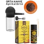 Resim Aplikatörlü Saç Dolgunlaştırıcı Fiber Topik Toz Orta Ton Kahverengi 