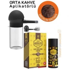 Resim Aplikatörlü Saç Dolgunlaştırıcı Fiber Topik Toz Orta Ton Kahverengi 