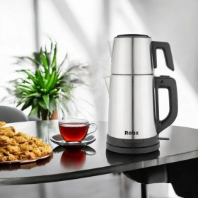 Resim Şık ve Dayanıklı 1.8l Inox Çay Makinesi, 2 Adet Çelik Süzgeçli, Gri Renk 