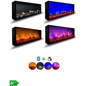 Resim Arif Şömine Dekoratif Elektrikli Yapay Şömine - 130x35x15 Cm - Farklı Renk Modları, Kumandalı, Bluetooth 