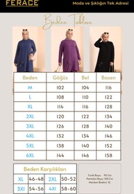 Resim Kadin Tesettur Giyim Buyuk Beden Tesettur İkili Takim Ayrobin Pantolon Tunik Takim - Mürdüm / 2XL 