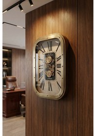 Resim Acar Dekoratif Çarklı Duvar Saati Krem - 63 Cm Krem 