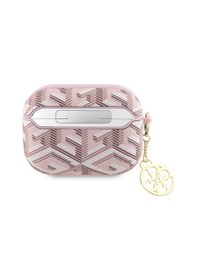 Resim Apple Uyumlu AirPods Pro 2 Kılıf Guess Lisanslı G Cube Desenli 4g Süs Zincirli Pembe 