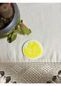 Resim Latte Desenli Bardak Altlığı Sarı 