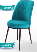 Resim Canisa Concept Dexa Serisi, Üst Kalite Yemek Odası Sandalyesi, Metal Kahverengi Iskeletli, 4 Adet Turkuaz Sandalye 