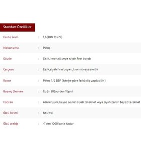 Resim SIMGA 0-1 Bar Çap Ø100 Mm Alttan Bağlantılı Kuru Tip Manometre 