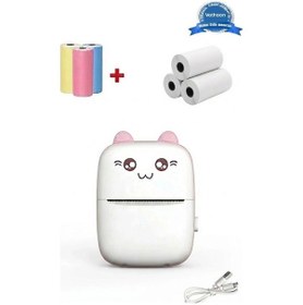 Resim Mini Fotoğraf Yazıcı Kablosuz Etiket Yazıcı Baskı Makinesi Uyumlu iOS Android Uyumlu Termal Printer Pembe 