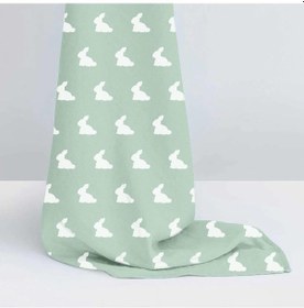 Resim Deux Lapıns%100 Pamuk Müslin Bebek Örtüsü, Matcha Green, 120x120 Cm, Beyaz Tavşan Desenli 