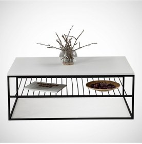 Resim Etna Beyaz Orta Sehpa Metal & Orta Masa / Metal Ayaklı Sehpa 