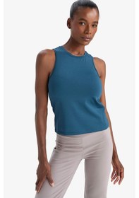 Resim DeFactoFit Slim Fit Dar Kesim Basic Düz Bisiklet Yaka Sporcu Atlet F3265ax25smgn614 Yeşil 