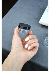 Resim Qualitev 6 Adet Mika 10 Ml Krem Kavanoz Küçük 4 Cm Takı Siyah Kapaklı Mini Seyahat Krem Kavanozu Şeffaf 