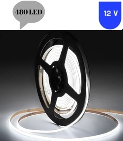 Resim 12 Volt 8 Mm 480 Ledli Esnek Cob Şerit 6500 K Beyaz İç Mekan 5 Metre 