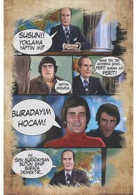 Resim Hababam Sınıfı Buradayım Hocam Replikli Ahşap Retro Tablo Yeşilçam Klasikleri 