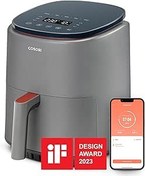 Resim COSORI Air Fryer (Sıcak Hava Fritözü), 3.8 Litre Gri, 1500 W, 7 Özelleştirme Fonksiyonu, 75 - 230°C, 1 - 3 Porsiyon, Uygulama ve Ses Kontrolü Ve Çevrimiçi Tarifler 