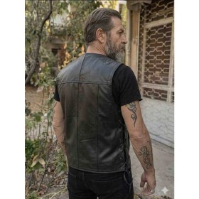 Resim ArdaStilDeri Hakiki Deri Motorcu Chopper Deri Yelek 