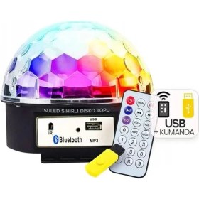 Resim Prativas Ledx GM-0803B Sihirli LED Dönen Disko Topu Hoparlör Kablosuz Usb/mp3/bluetooth Kumandalı 360 Derece 