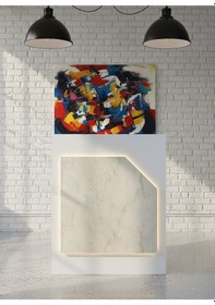 Resim Resital Ledli Karşılama Bankosu G-90 Cm Ofis Kasa Resepsiyon Masası Banko-002-1-8 