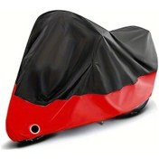 Resim Turcoshop11 Boyut M Siyah Kırmızı 190t Polyester Motosiklet Örtüsü Bağımsız Anahtar Deliği Gümüş Kaplama 