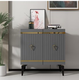 Resim 75 CM YUMY KONSOL-ÇOK AMAÇLI DOLAP ANTRASİT-ALTIN 