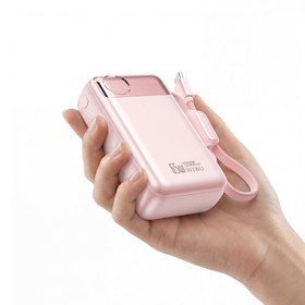 Resim Wiwu T132 Power Plus Serisi Type-C Kablolu PD Powerbank 65W 12000mAh Pembe 