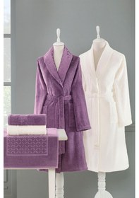 Resim Özdilek Blossom Mürdüm-Krem Happy Bornoz Seti 0829 Krem 