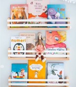 Resim EMTA 4 Lü 50 Beyaz Çıtalı Ahşap Raf Montessori Kitaplık Çocuk Odası Aksesuar Dekorasyon 