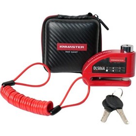Resim KNMASTER DL506A 6mm Alarmlı Disk Kilidi | Hatırlatma Kablosu ve Taşıma Çantası Kırmızı 