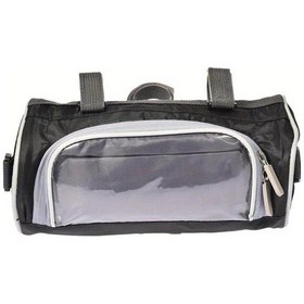 Resim Chuangyinshop Dayanıklı Siyah Motorcycle Handlebar Bag Çok Bölmeli Fonksiyonel Ön Çanta Siyah 