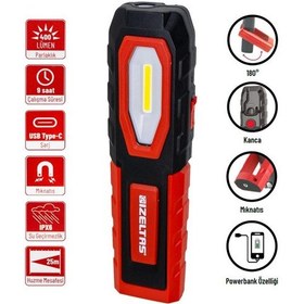 Resim İzeltaş Cob Led Şarjlı Orta Boy Çalışma Lambası 400 Lm Kırmızı - Siyah 