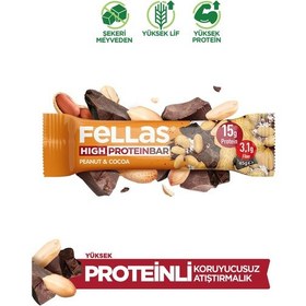 Resim Fellas Yer Fıstığı ve Kakaolu Yüksek Protein Bar 45 Gr x 12 Adet 