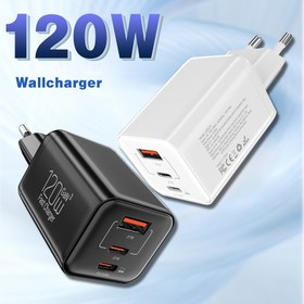 Resim 1 adet 120W Üç Portlu Dinamik Splitter PD65W Bilgisayar + Çift 27W Telefon Şarj Cihazı İş Seyahati İçin Temel Mini/Küçük Boy/Ruj/Çok Portlu Duvar Fişi Çoklu Cihaz Şarj İstasyonu Apple 16 15 14 13 12 11 Akıllı Saatler ve for samsung Android Telefonlar için 