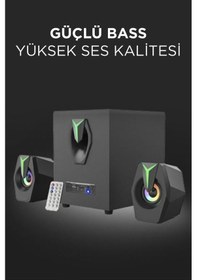 Resim D38 Bluetooth Hoparlör 2 İn1 Subwoofer Rgb Işıklı Bilgisayar Hoparlörü Speaker 