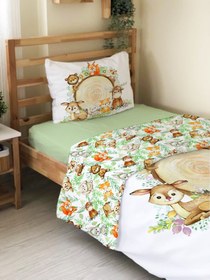 Resim Evmila Sevimli Hayvanlar Desenli Nevresim Takımı - 160x220cm Nevresim +50x70cm Yastık Kılıfı+100x200cm Çarşaf 