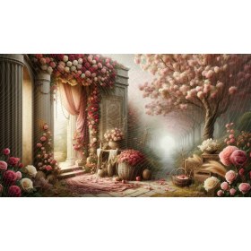 Resim Venspor Romantik Gül Bahçesi Temalı Çiçeklerle Bezenmiş Büyüleyici Dekoratif Arkaplan 200 x 150 cm Fon Duvar Örtüsü 